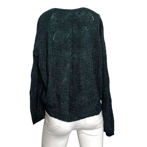 Anthropologie Womens Green Pullover Cable Knit Sweater Cotton Wool Blend Large - Picture 5 of 11